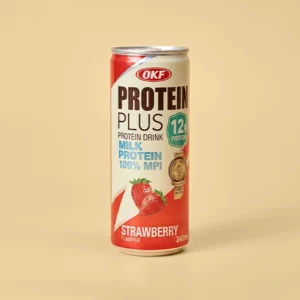 شیر پروتئینی کره‌ای OKF Protein Plus با طعم توت‌فرنگی